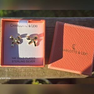 Charlotte & Lexi 14K Gold Plated Bow Earrings